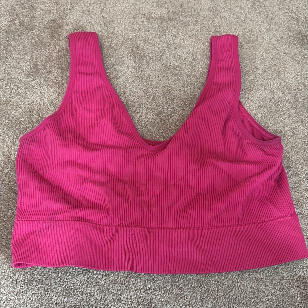 Pink Ribbed Women's Bra